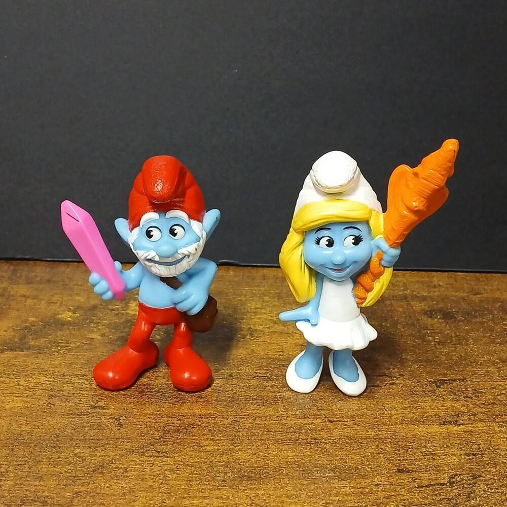 Smurf Toy Figure Lot, Papa & Smurfette, Peyo 2013, McDonalds